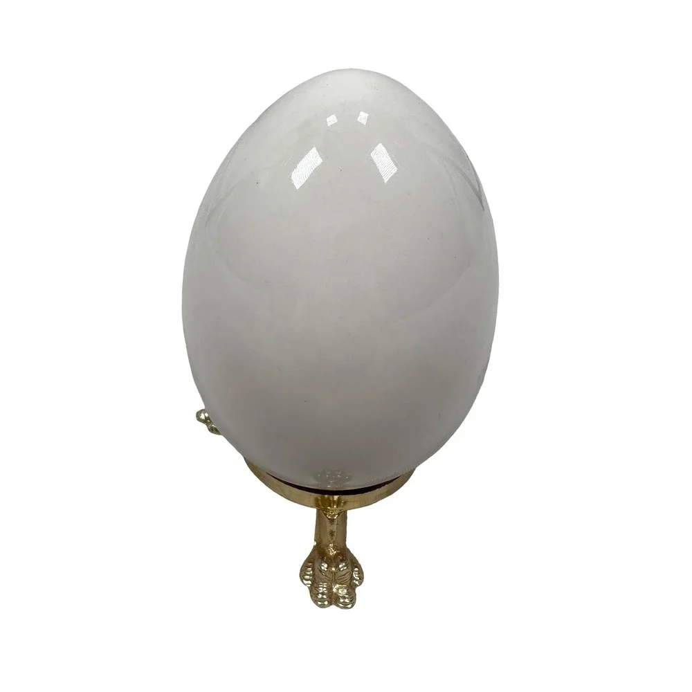Goebel 1981 West Germany Porcelain Egg‎ Gray Lamb Figurine with Gold Stand